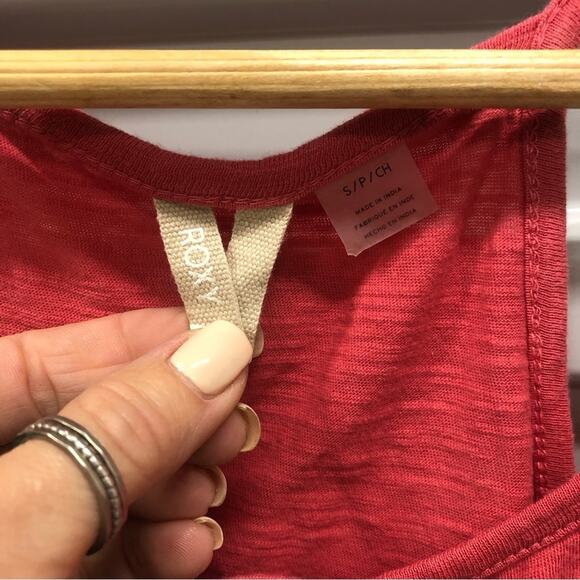 Roxy Babydoll Top Women’s Y2K Peplum Hem Spaghetti Strap Tank Small Pink Spring - Picture 2 of 9